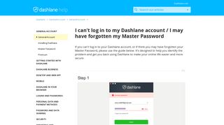I can't log in to my Dashlane account / I may have forgotten my Master ...
