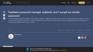 Dashlane password manager suddenly won't accept my master ...