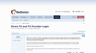 Direct TV and TV Provider Login | MacRumors Forums