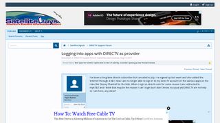 Logging into apps with DIRECTV as provider | SatelliteGuys.US
