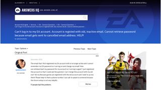 Solved: Can't log in to my EA account. Account is registed with old ...