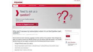 Why can't I access my subscription when I'm on the Equifax main ...