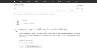 Why can't I login to ESPN Fantasy Footbal… - Apple Community ...