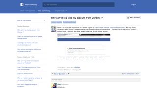Why can't I log into my account from Chrome ? | Facebook Help ...