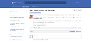 I can't log into fb on my mac any ideas? | Facebook Help Community ...