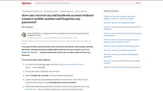 How can I recover my old Facebook account without Gmail or mobile ...