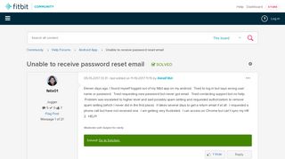 Solved: Unable to receive password reset email - Fitbit Community