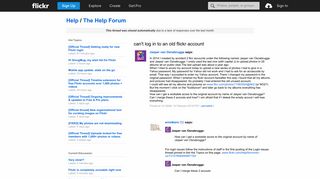 Flickr: The Help Forum: can't log in to an old flickr account