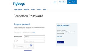 Forgotten Password - Flybuys