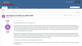 Can't login to Frontier.my.yahoo Mail - User to User Help - PC ...