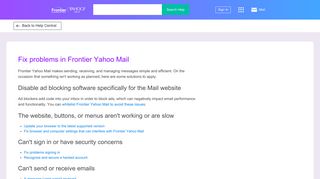 Fix problems in Frontier Yahoo Mail | Partner Central - SLN3223