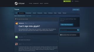 Can't sign into glyph? :: Trove General Discussions - Steam Community