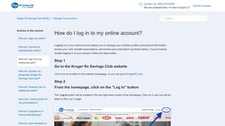 How do I log in to my online account? – Kroger Rx Savings Club (RxSC)