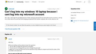 Can't log into my windows 10 laptop because i cant log into my ...