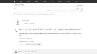 I can't log into my MacBook Pro even thou… - Apple Community ...