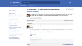For some reason, I am unable to log-in to messenger.com | Facebook ...