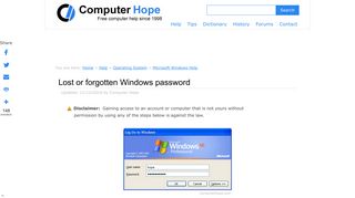Lost or forgotten Windows password - Computer Hope