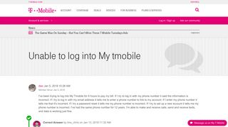 Unable to log into My tmobile | T-Mobile Support