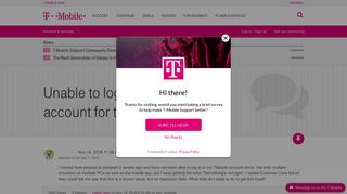 Unable to log in to my tmobile account for the ... | T-Mobile Support