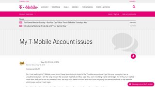 My T-Mobile Account issues | T-Mobile Support