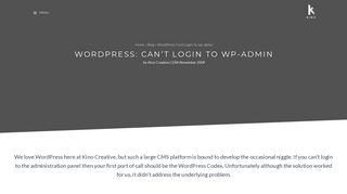 WordPress can't login to wp-admin | Correct Cookie Path - Kino Creative