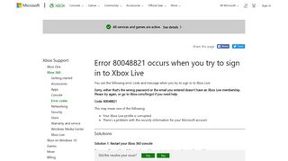 Error 80048821 | Can't Sign in to Xbox Live - Xbox Support