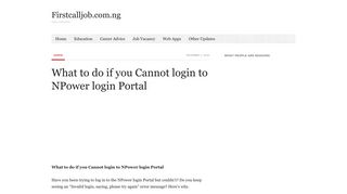 What to do if you Cannot login to NPower login Portal - Firstcalljob ...