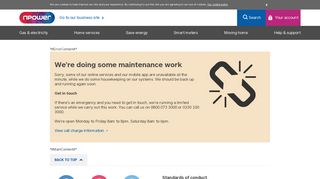 We're doing some maintenance work - Npower