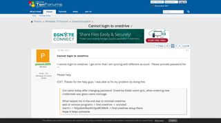 Cannot login to onedrive Solved - Windows 10 Forums
