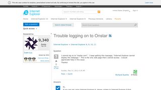 Trouble logging on to Onstar - Microsoft