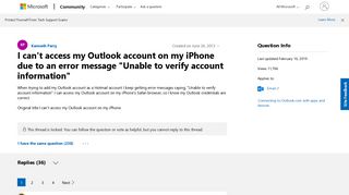 I can't access my Outlook account on my iPhone due to an error ...