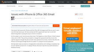 [SOLVED] Issues with iPhone & Office 365 Email - Spiceworks Community