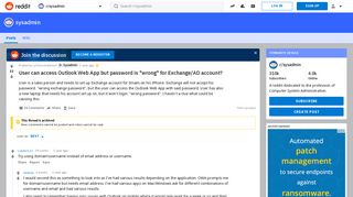 User can access Outlook Web App but password is 