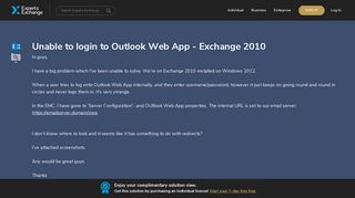 Unable to login to Outlook Web App - Exchange 2010