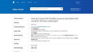 How do I access the Sandbox account associated with my ... - PayPal