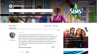 Solved: Can't log into the Sims 3 Game Launcher - Answer HQ