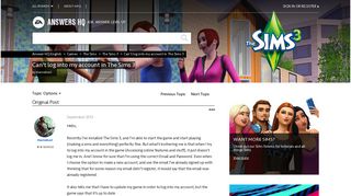 Can't log into my account in The Sims 3 - Answer HQ