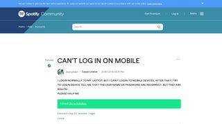 Solved: CAN'T LOG IN ON MOBILE - The Spotify Community