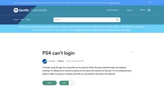 PS4 can't login - The Spotify Community