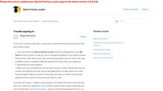 Trouble signing in – Sprint Family Locator Customer Support