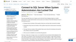 Connect to SQL Server When System Administrators Are Locked Out ...