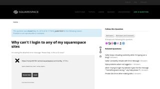 Why can't I login to any of my squarespace sites - Answers