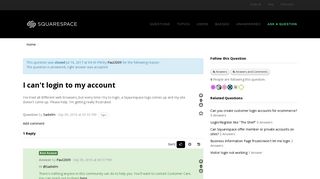 I can't login to my account - Squarespace - Answers