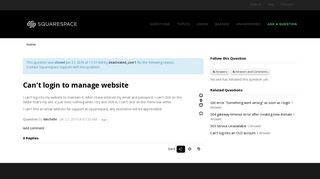 Can't login to manage website - Squarespace - Answers