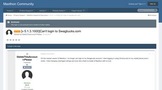 [v 5.1.3.1000]Can't login to Swagbucks.com - maxthon forum