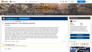 Character Login Error - Can't Play Any Characters : swtor - Reddit