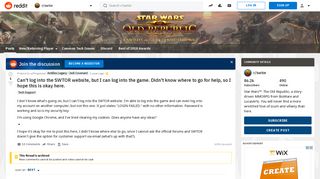 Can't log into the SWTOR website, but I can log into the game ...