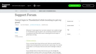 Cannot login to Thunderbird while traveling to get my gmail ...