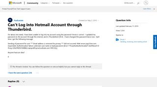 Can't Log into Hotmail Account through Thunderbird. - Microsoft ...