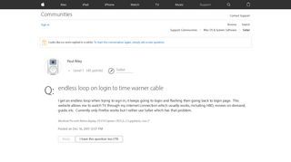 endless loop on login to time warner cable - Apple Community ...